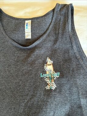 SUNA Men’s Charcoal Grey Tank Top with Local Surf Graphic